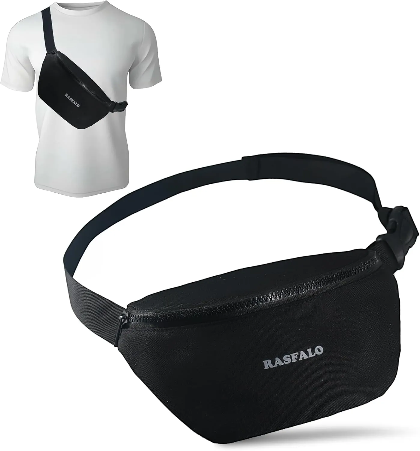 Fanny Pack & Crossbody Bag for Men Women, Fashion Waist Packs Adjustable Belt Bag for Sports, Workout, Traveling, Jogging, Hiking Hands-Free Carrying All Phones (Style 02, Black)