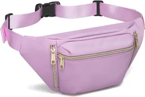 Fanny Pack for Men Women, Waterproof Nylon Anti Theft Waist Bag for Travel Hiking Running Sports Belt Bag (Purple)