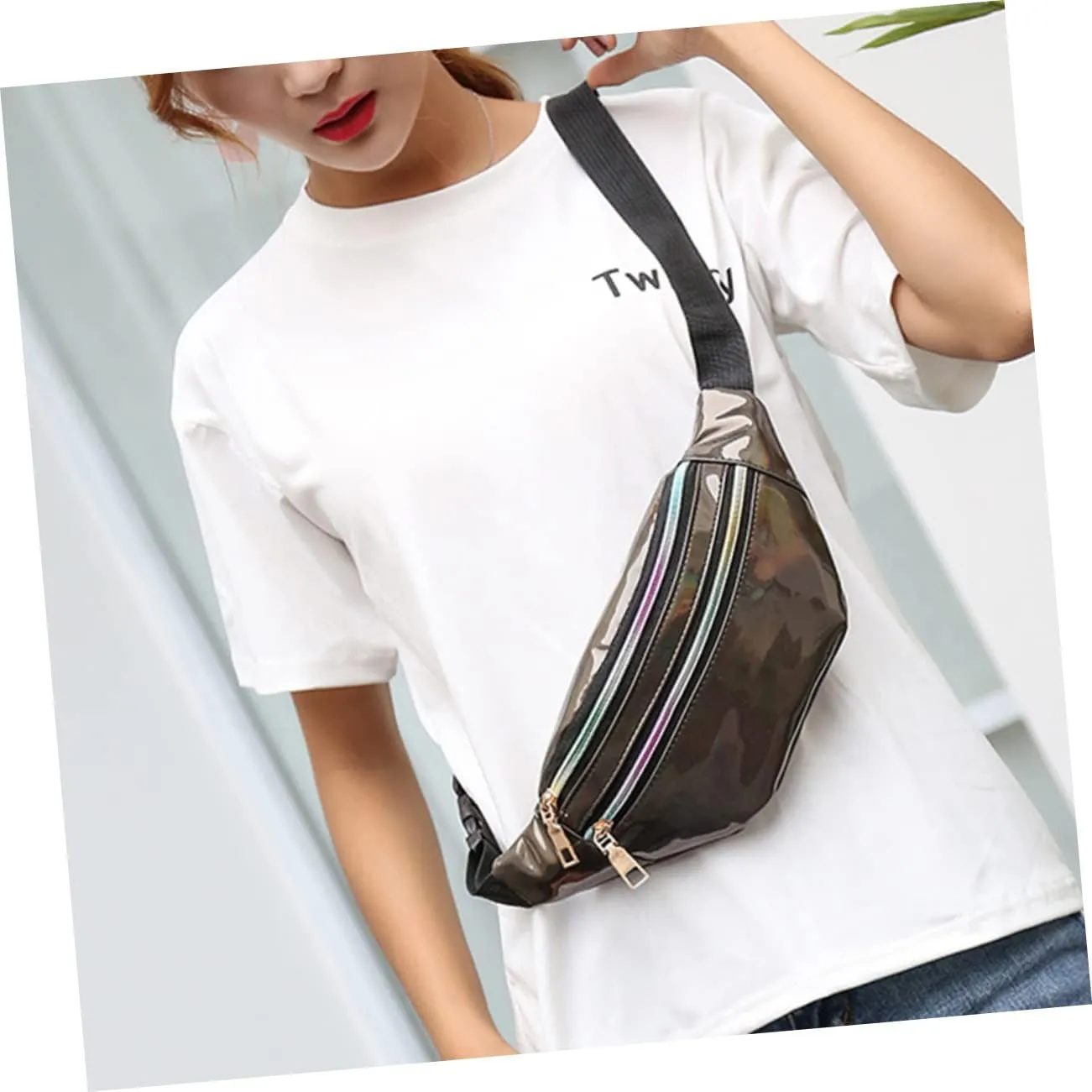 Fashion Stylish Brown Crossbody Bag Multi Functional Portable Waist Pouch Shiny Waist Bag Chest Pack Casual Waist Pack Woman Waist Bag