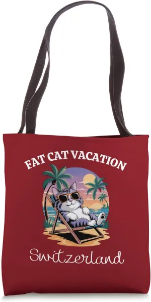Fat Cat Vacation Switzerland Travel Tote Bag