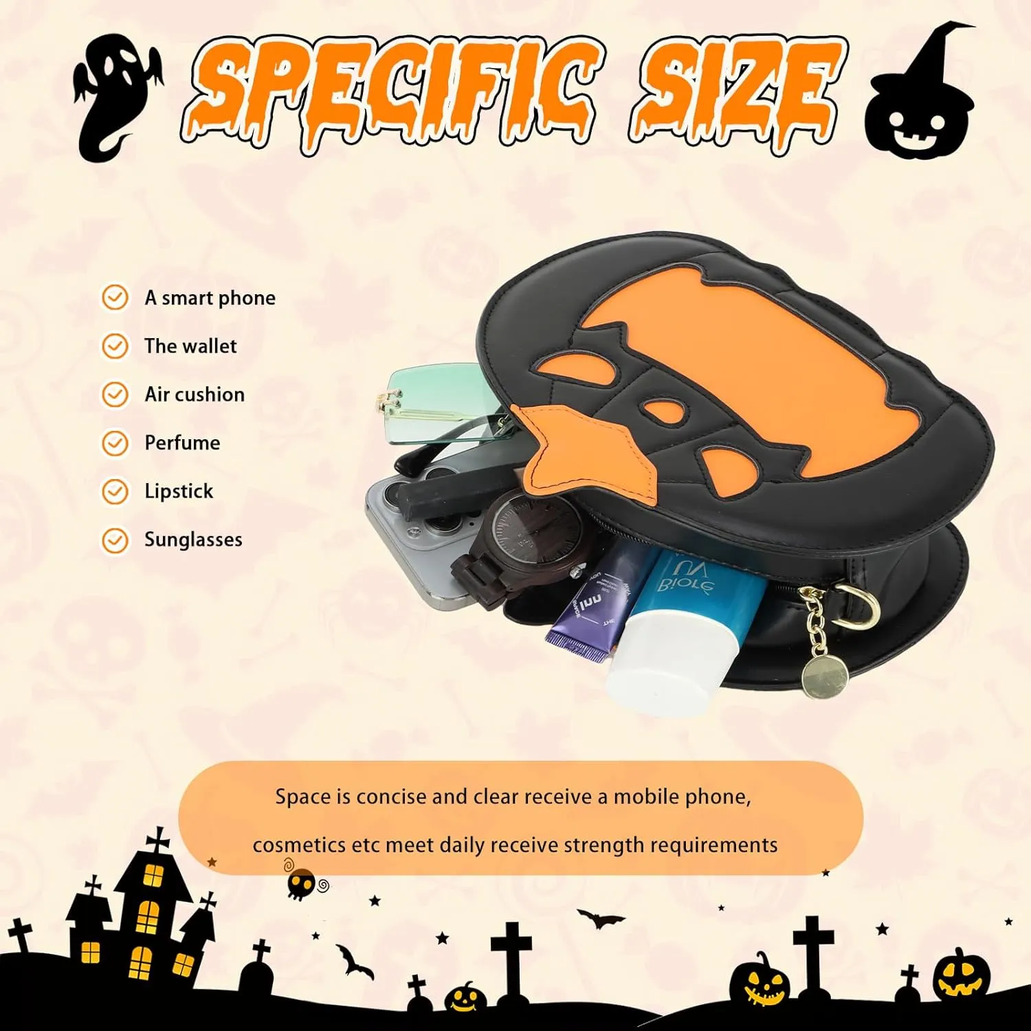 Fecialy Halloween Pumpkin Crossbody Bag Novelty Devil Shoulder Bag Horror Halloween Funny Purses