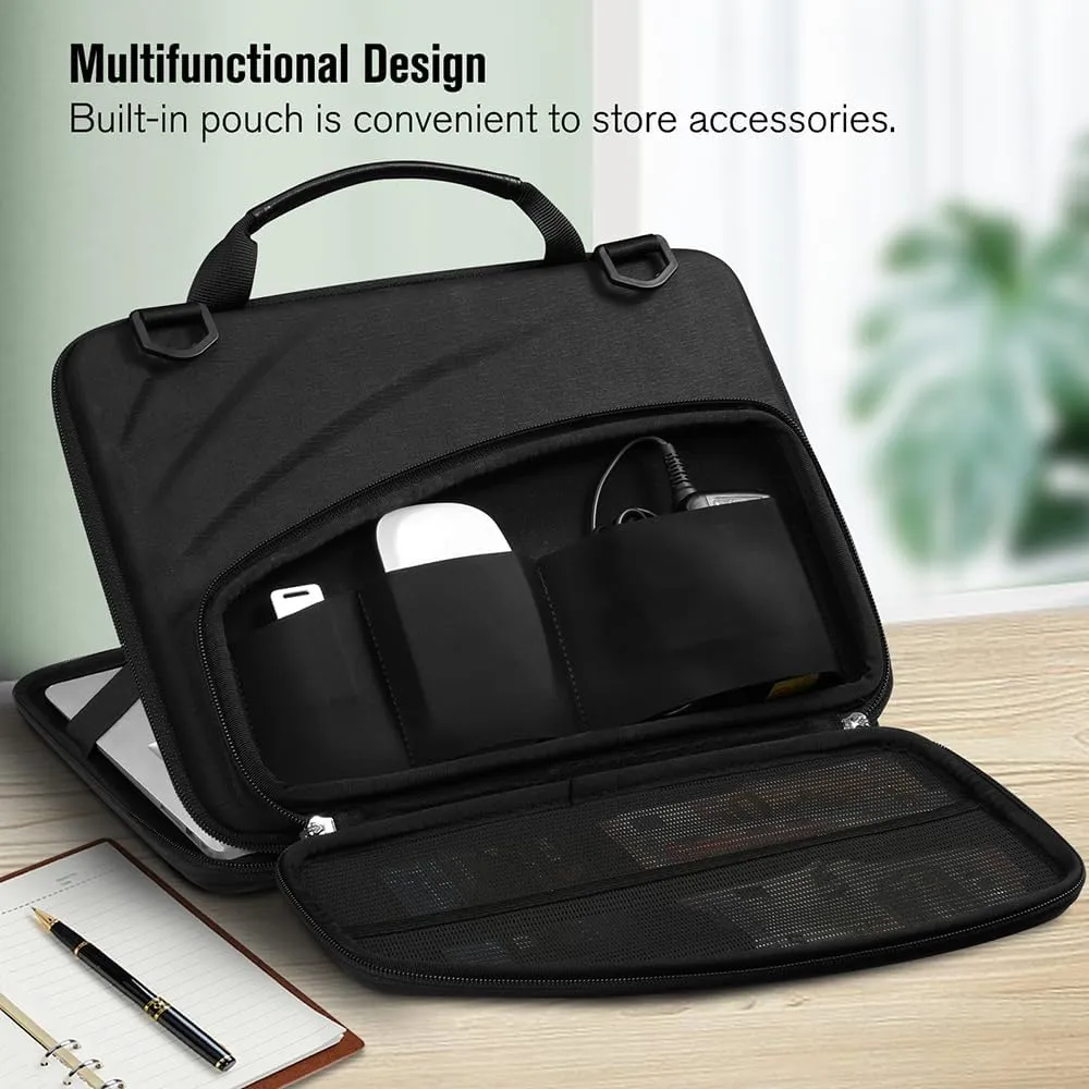 FINTIE 13-14 Inch Chromebook Sleeve Case - Protective Briefcase Shoulder Bag with Accessory Pouch for Up to 14" MacBook Samsung Dell Acer ASUS Lenovo HP Laptop Notebook Ultrabook (Black)