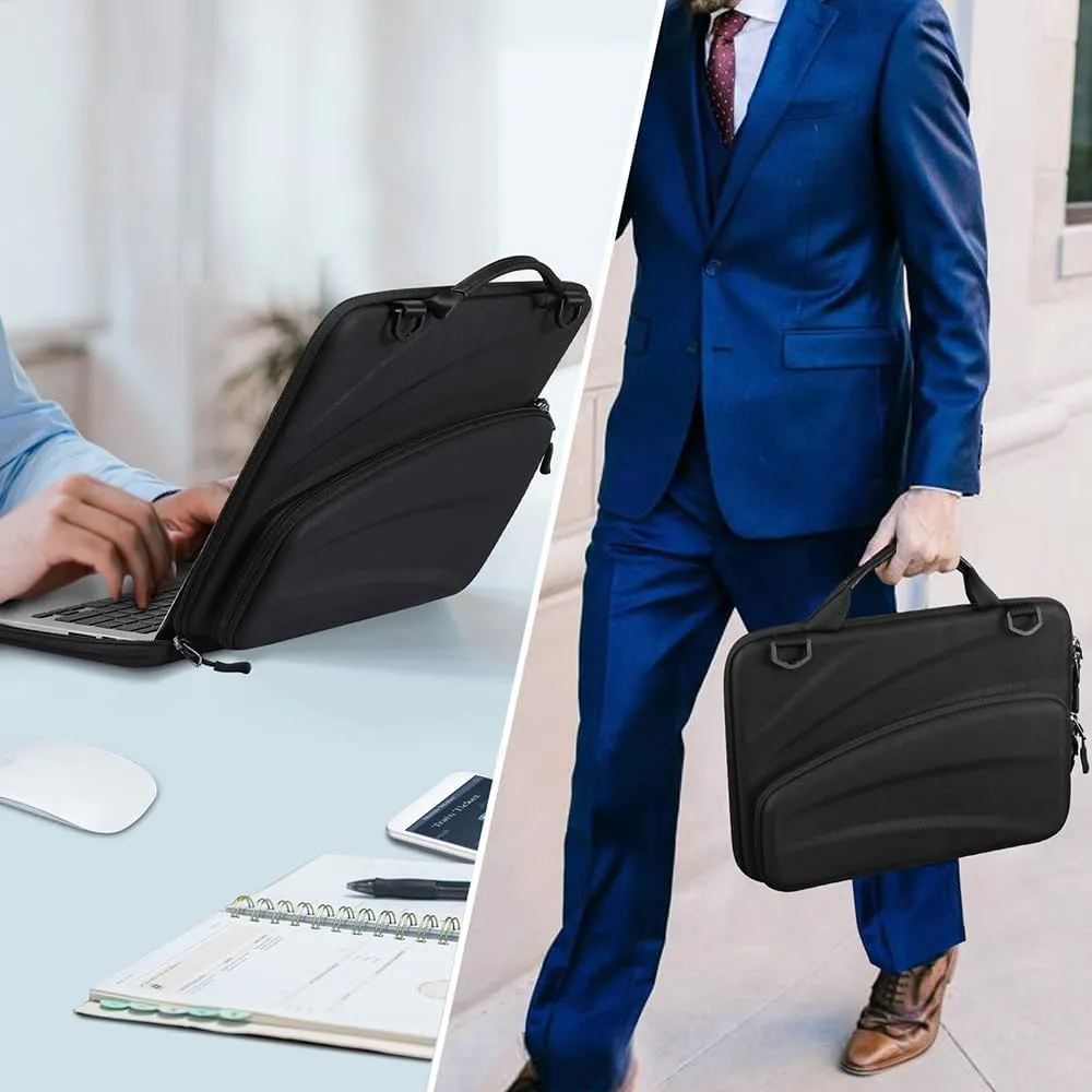 FINTIE 13-14 Inch Chromebook Sleeve Case - Protective Briefcase Shoulder Bag with Accessory Pouch for Up to 14" MacBook Samsung Dell Acer ASUS Lenovo HP Laptop Notebook Ultrabook (Black)