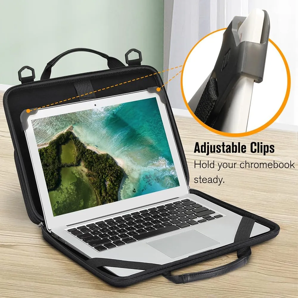 FINTIE 13-14 Inch Chromebook Sleeve Case - Protective Briefcase Shoulder Bag with Accessory Pouch for Up to 14" MacBook Samsung Dell Acer ASUS Lenovo HP Laptop Notebook Ultrabook (Black)