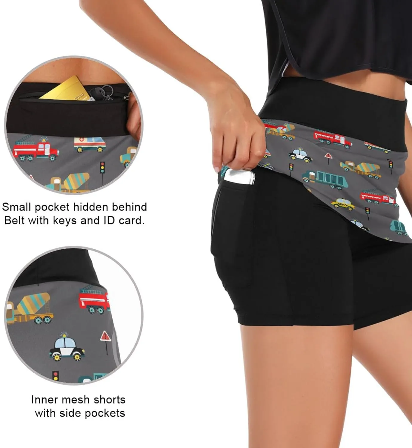 Fire Flame Women's Active Performance Skort Lightweight Skirt for Running Tennis Golf Workout Sports