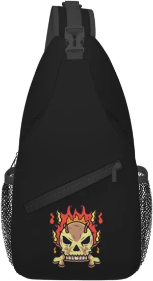 Flaming Skull Crossbody Bags For Women Men Chest Backpack Gym Shoulder Bag Travel Outdoor Sports Casual Crossbody Bags