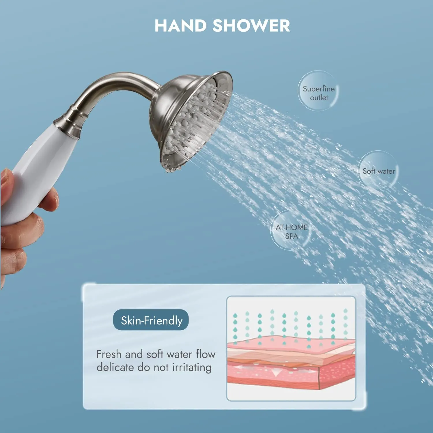 Floor Mounted Bathtub Brushed Nickel Freestanding Faucet Tub Filler With Handheld Shower Spray Double Cross Knobs Telephone Shape High Flow Bathroom Mixing Tap