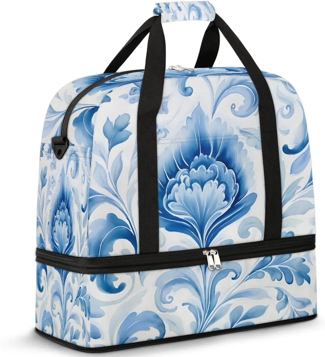 Flora Pattern Boho Patterns Travel Duffle Bag, Collapsible Travel Bag Sports Gym Bag With Shoes Compartment Weekender Bag Overnight Bag For Women Men