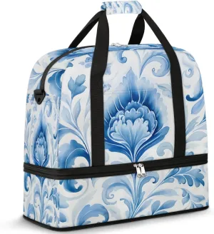 Flora Pattern Boho Patterns Travel Duffle Bag, Collapsible Travel Bag Sports Gym Bag With Shoes Compartment Weekender Bag Overnight Bag For Women Men