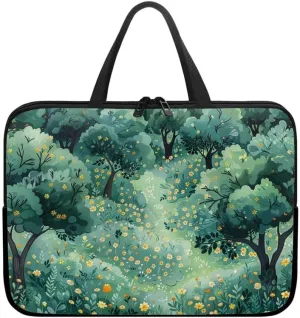 Flower Ladybug Laptop Bag Green Woodland Stylish Notebook Bag Colorful Graffiti Computer Case for Laptop & Tablet