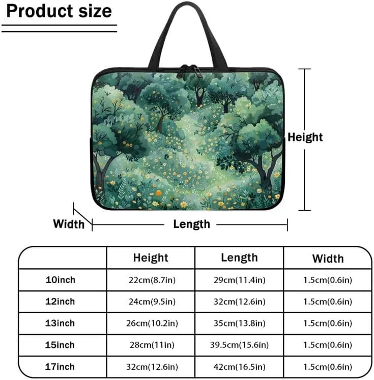 Flower Ladybug Laptop Bag Green Woodland Stylish Notebook Bag Colorful Graffiti Computer Case for Laptop & Tablet
