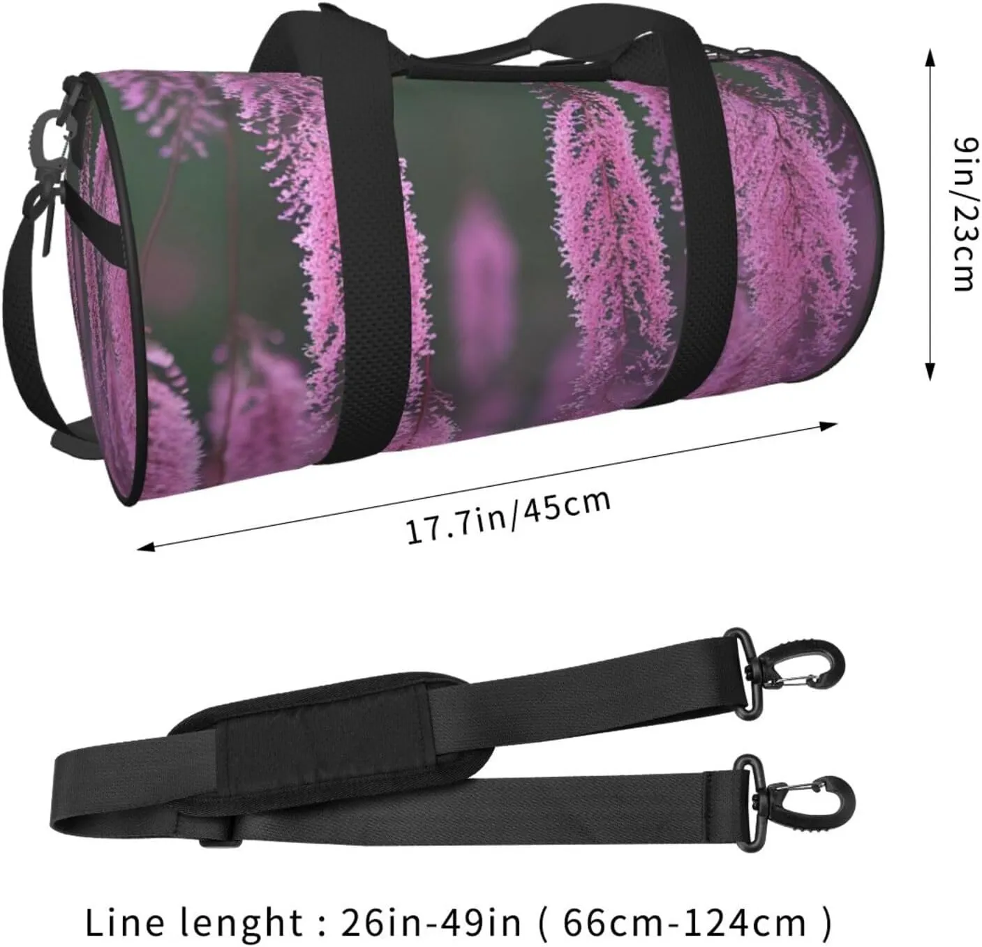 Flowers Printed Travel Bag,Round Personal Item Storage bag,Foldie Duffel Bag for Traveling Vacation,Fitness,Sports