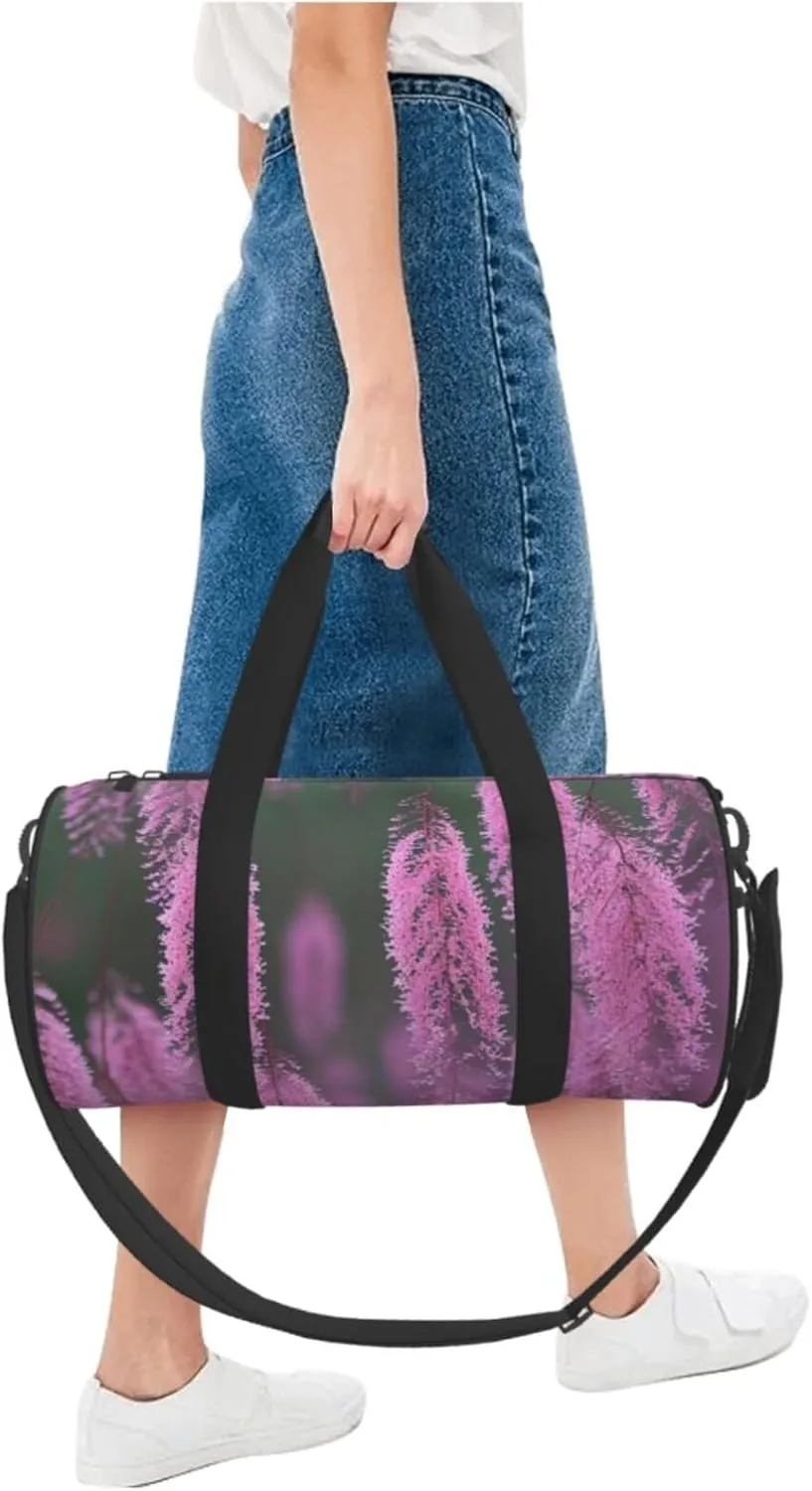Flowers Printed Travel Bag,Round Personal Item Storage bag,Foldie Duffel Bag for Traveling Vacation,Fitness,Sports