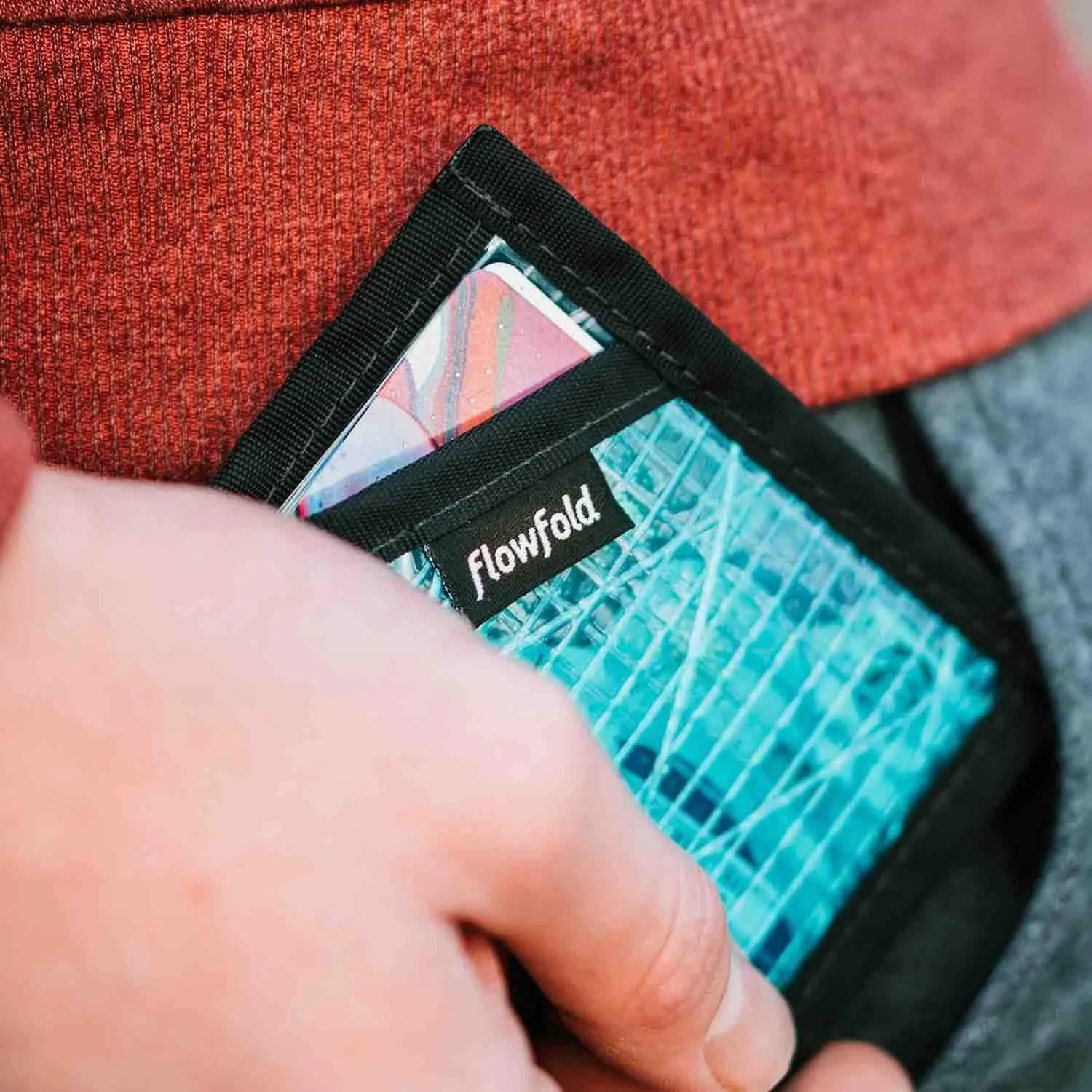Flowfold Recycled Sailcloth Minimalist Card Holder Durable Slim Wallet Front Pocket Wallet, Card Holder Wallet Made in USA