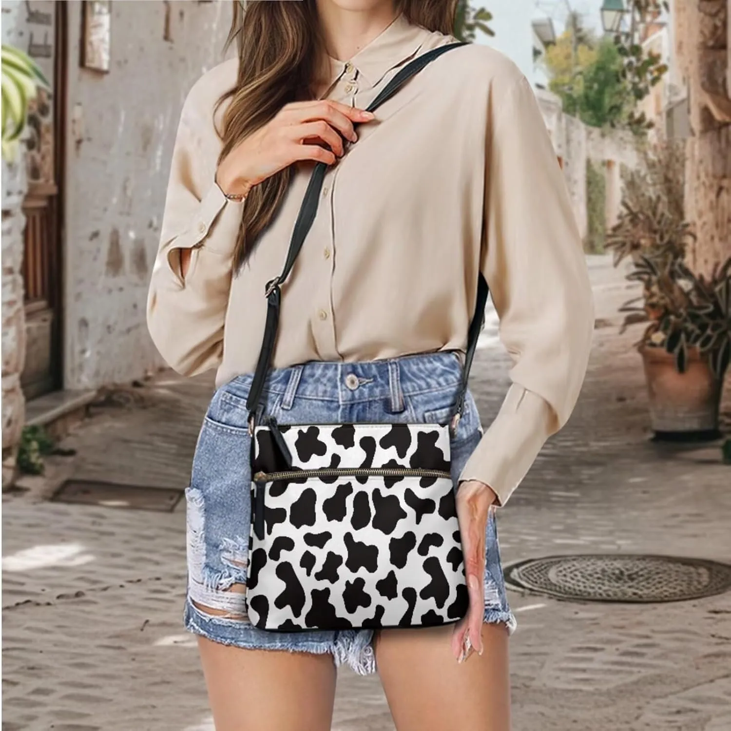 FOR U DESIGNS Leather Crossbody Bags for Women Trendy Travel Shoulder Satchel Handbags Zipper Closure Purse and Wallet Set