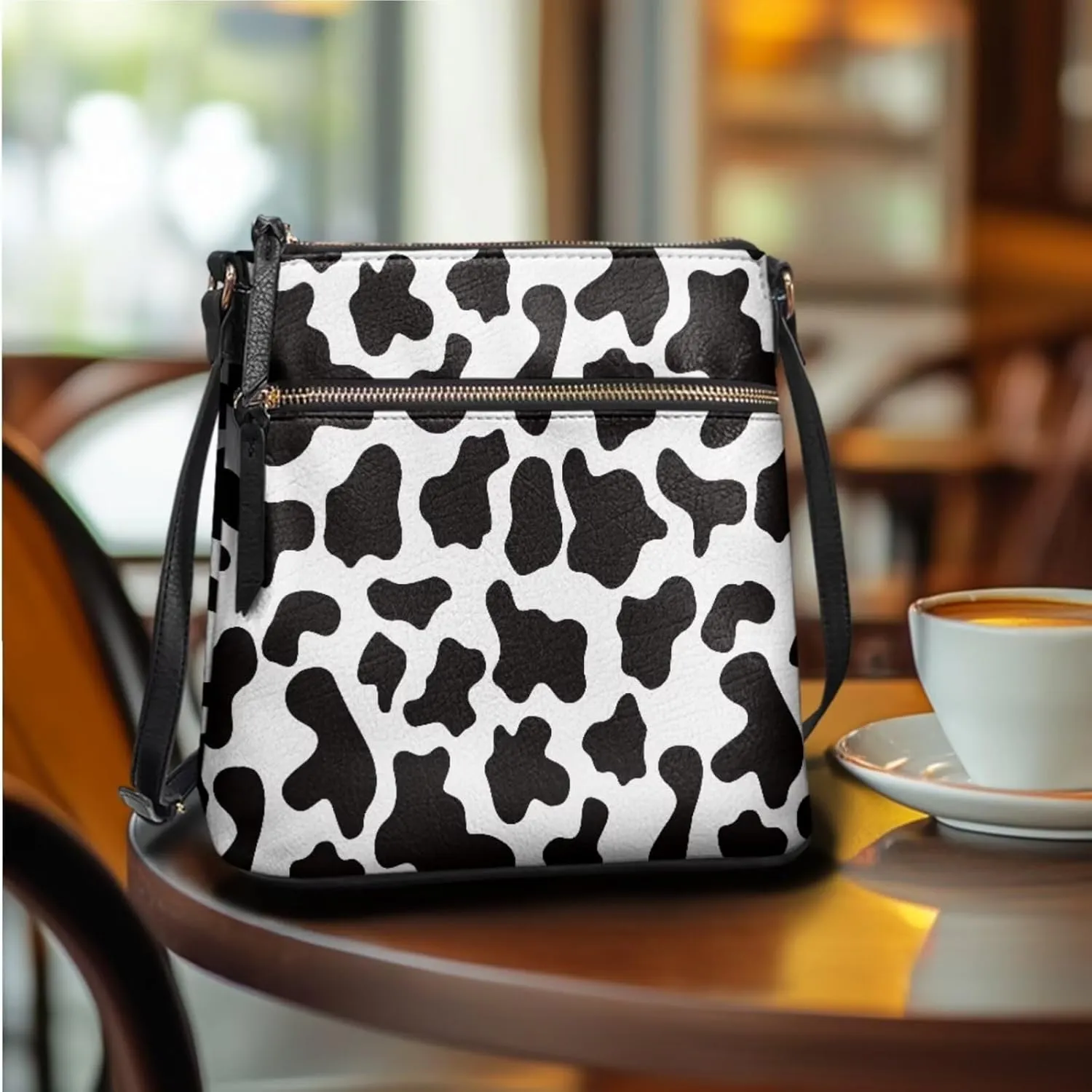 FOR U DESIGNS Leather Crossbody Bags for Women Trendy Travel Shoulder Satchel Handbags Zipper Closure Purse and Wallet Set