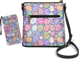 FOR U DESIGNS Purses for Women PU Leather Multi Pockets Easter Bunny Cross Body Purse and Matching Wallet Set