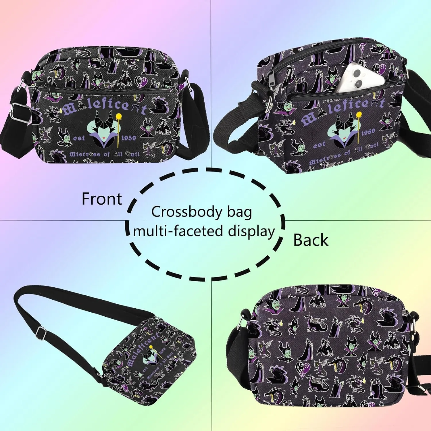 FOTAP Villains Queen Crossbody Bag Villains M*leficent Fan Gift Est 1959 Shoulder Bag Evil Queen Gift (Male HB CB)