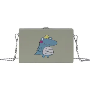 Free Shipping Fashion Women Messenger Bags Girl Flap Shoulder Bags Cute Dinosaur Printing