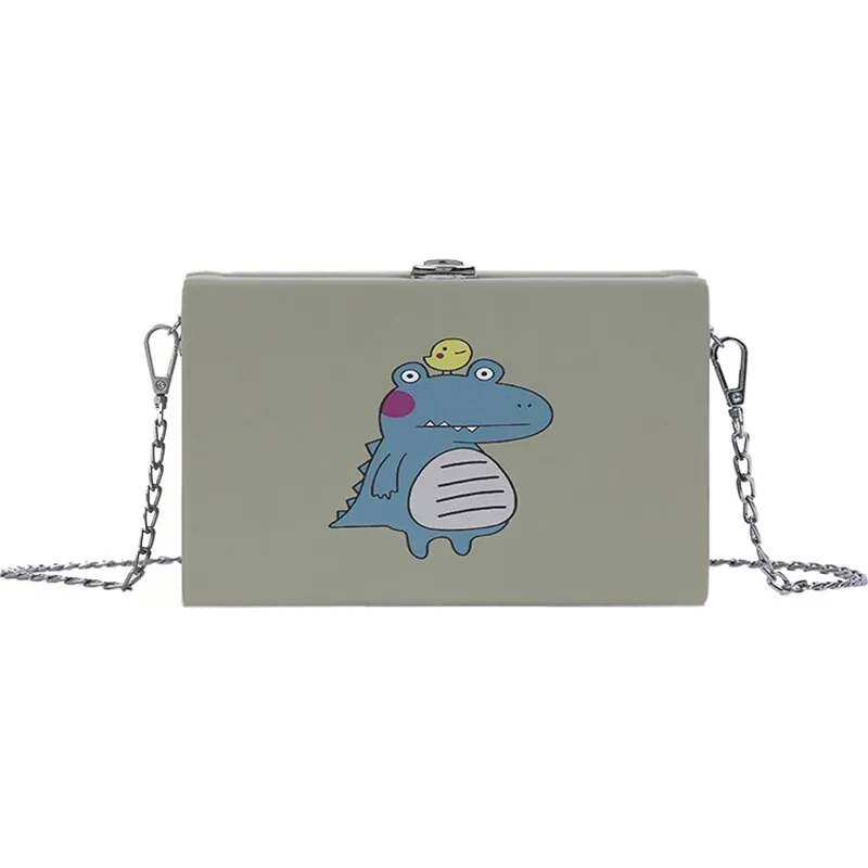 Free Shipping Fashion Women Messenger Bags Girl Flap Shoulder Bags Cute Dinosaur Printing