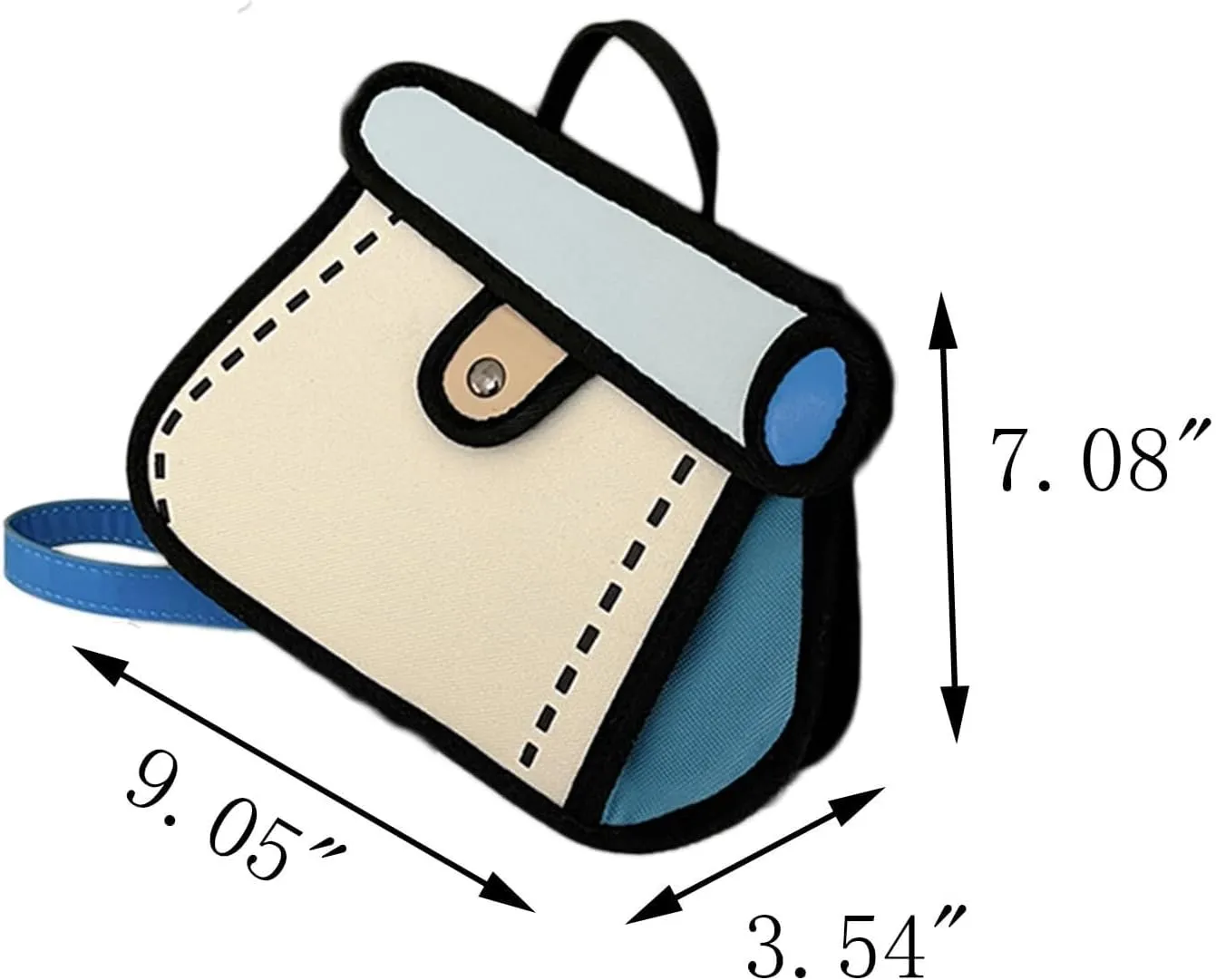 Funny 2D Cartoon Crossbody Bag Creative Cute Handbag 3D Style 2D Drawing Canvas Bag for Women & Men
