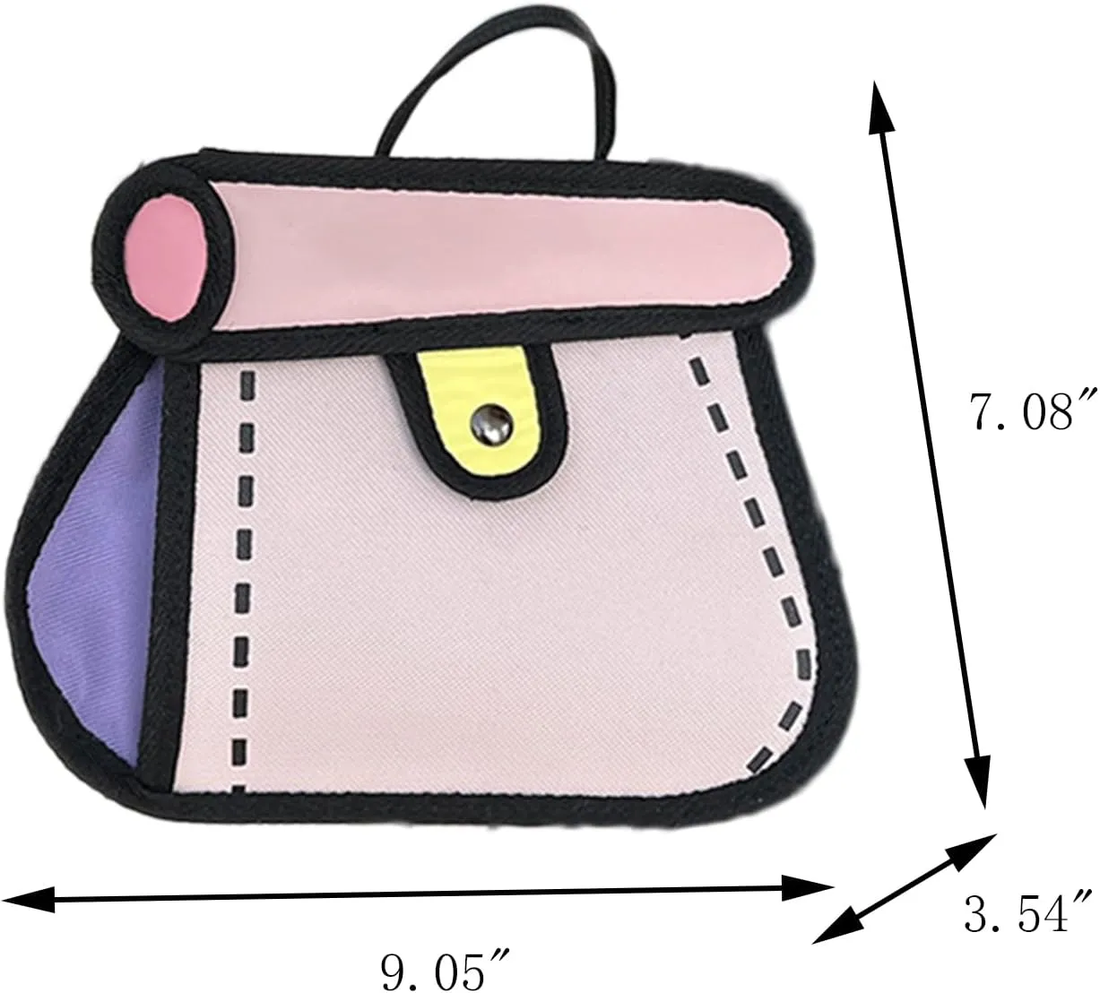 Funny 2D Cartoon Crossbody Bag Creative Cute Handbag 3D Style 2D Drawing Canvas Bag for Women & Men