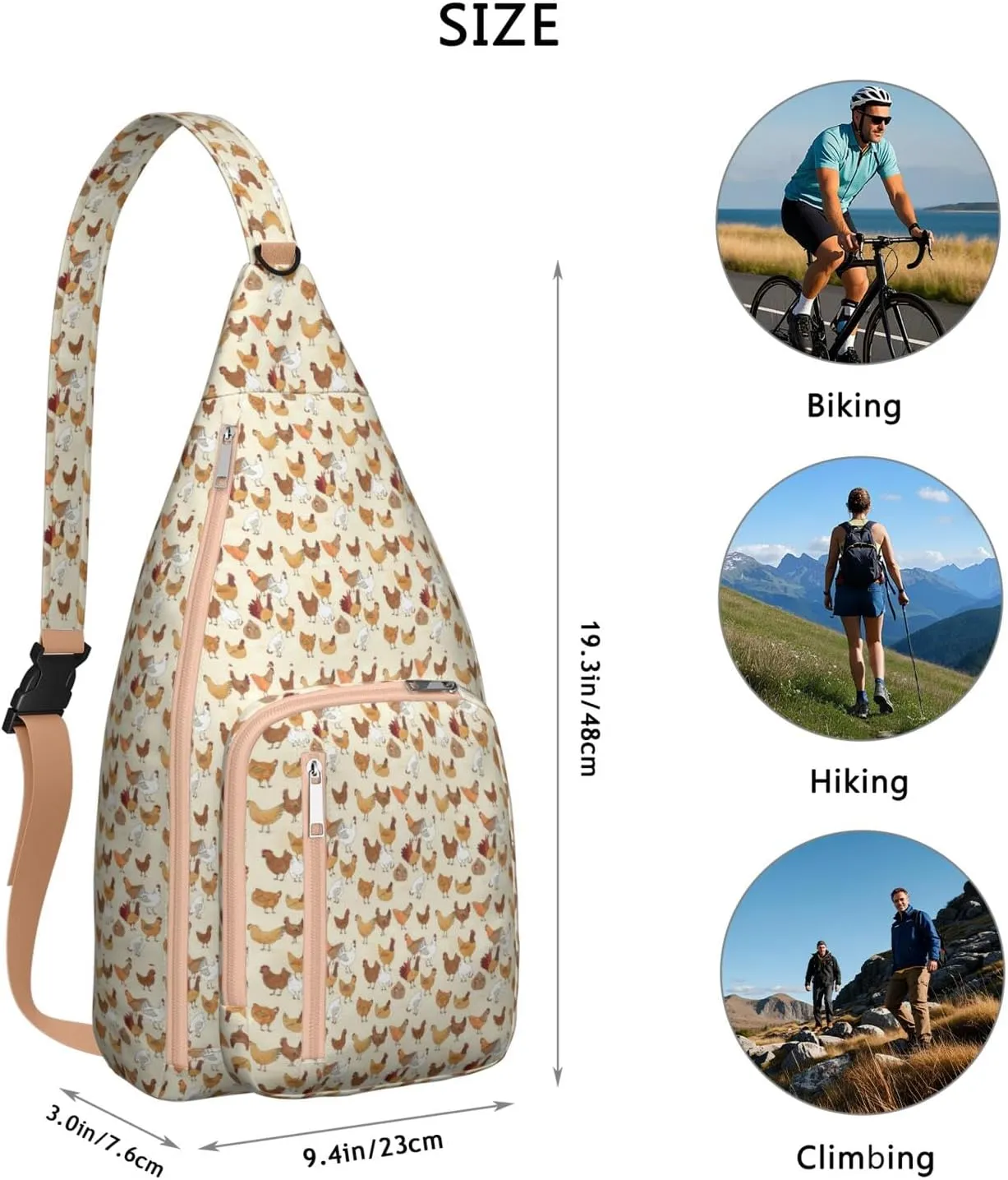 Funny Cock Life Crossbody Bag Daypack for Women Men Lightweight Waterproof Sling Bag Backpack Hiking Cycling