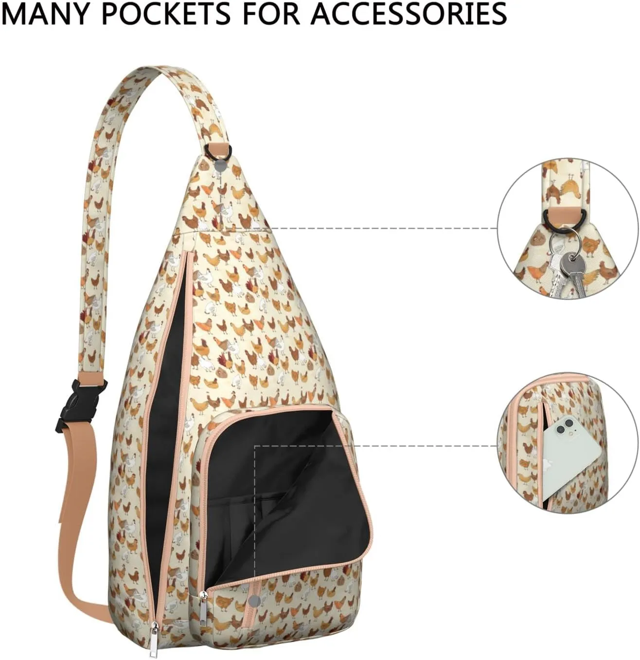 Funny Cock Life Crossbody Bag Daypack for Women Men Lightweight Waterproof Sling Bag Backpack Hiking Cycling