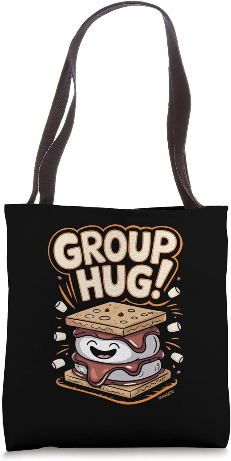 Funny Group Hug S’mores Cartoon Tote Bag