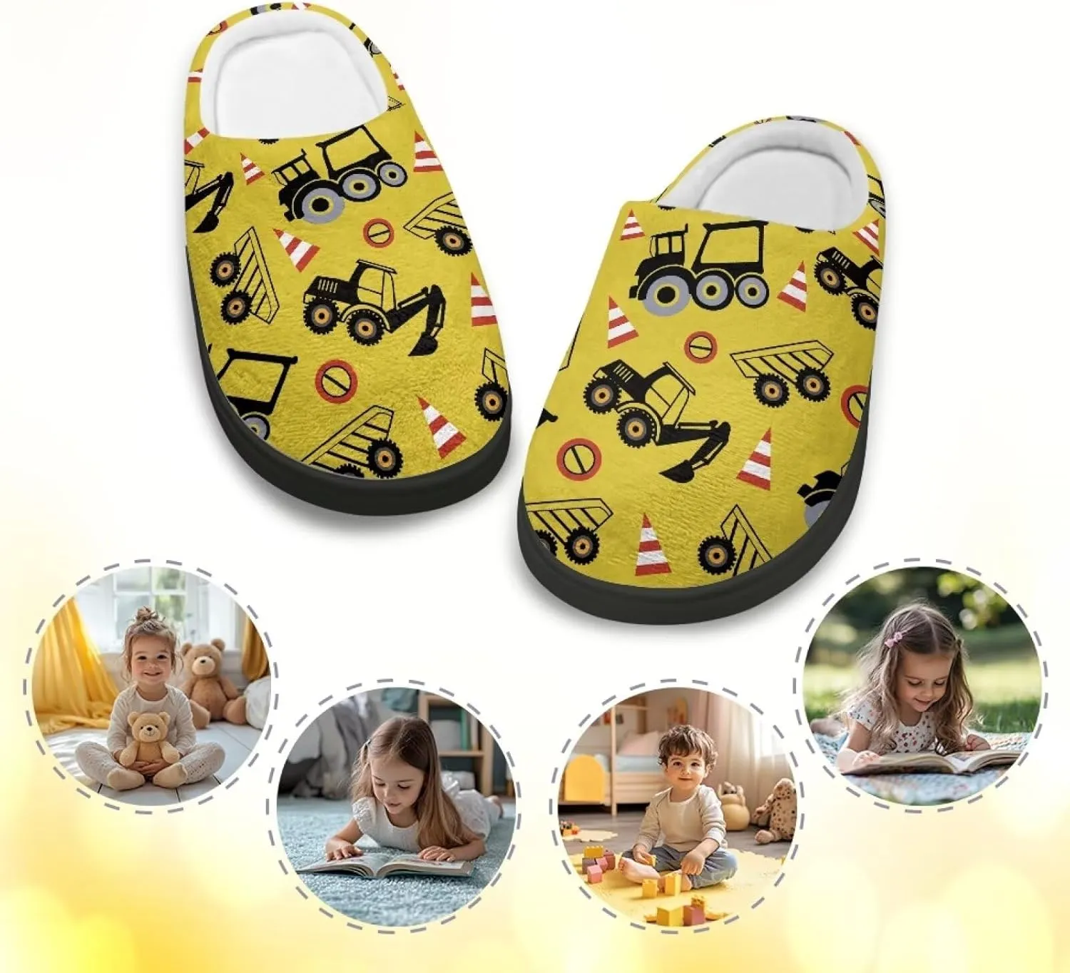 Fuzzy Slippers for Little Kids Boys Girls Cozy Warm Winter House Slippers Comfy with Non-Slip Sole SizeUS 9-15