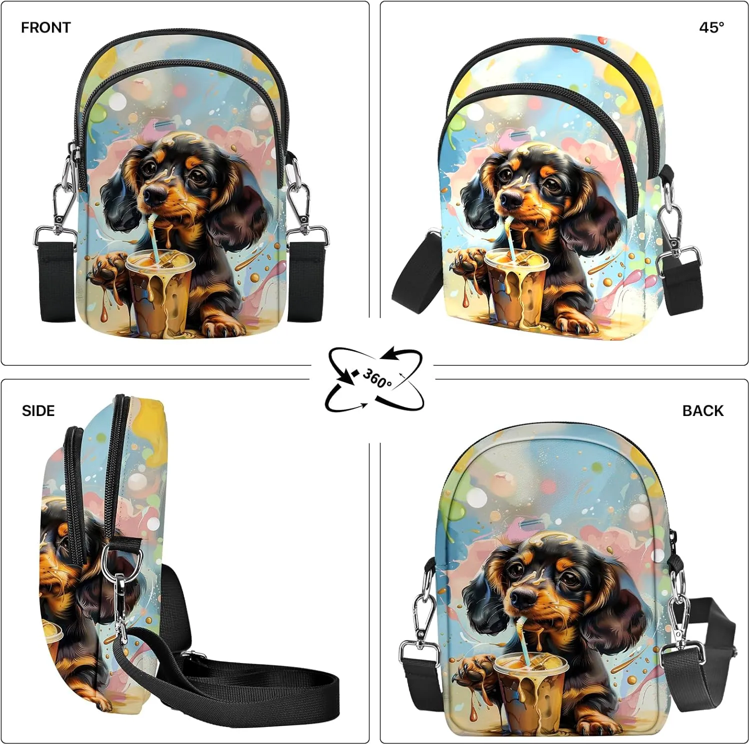 FyLybois Small Crossbody Bags for Women Casual Cell Phone Bag Wallet Purse Waterproof with Card Slots Adjustable Strap