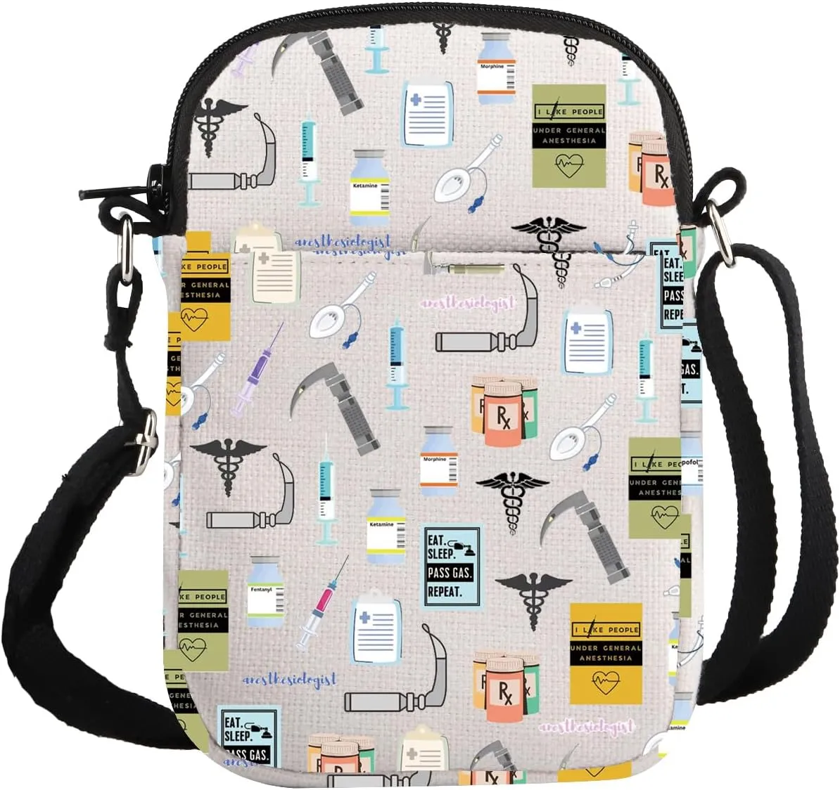 G2TUP Anesthesiologist Thank You Gift Eat Sleep Pass Crossbody Bag Anesthesia Tech Travel Bag Anesthesia CRNA Graduation Gift