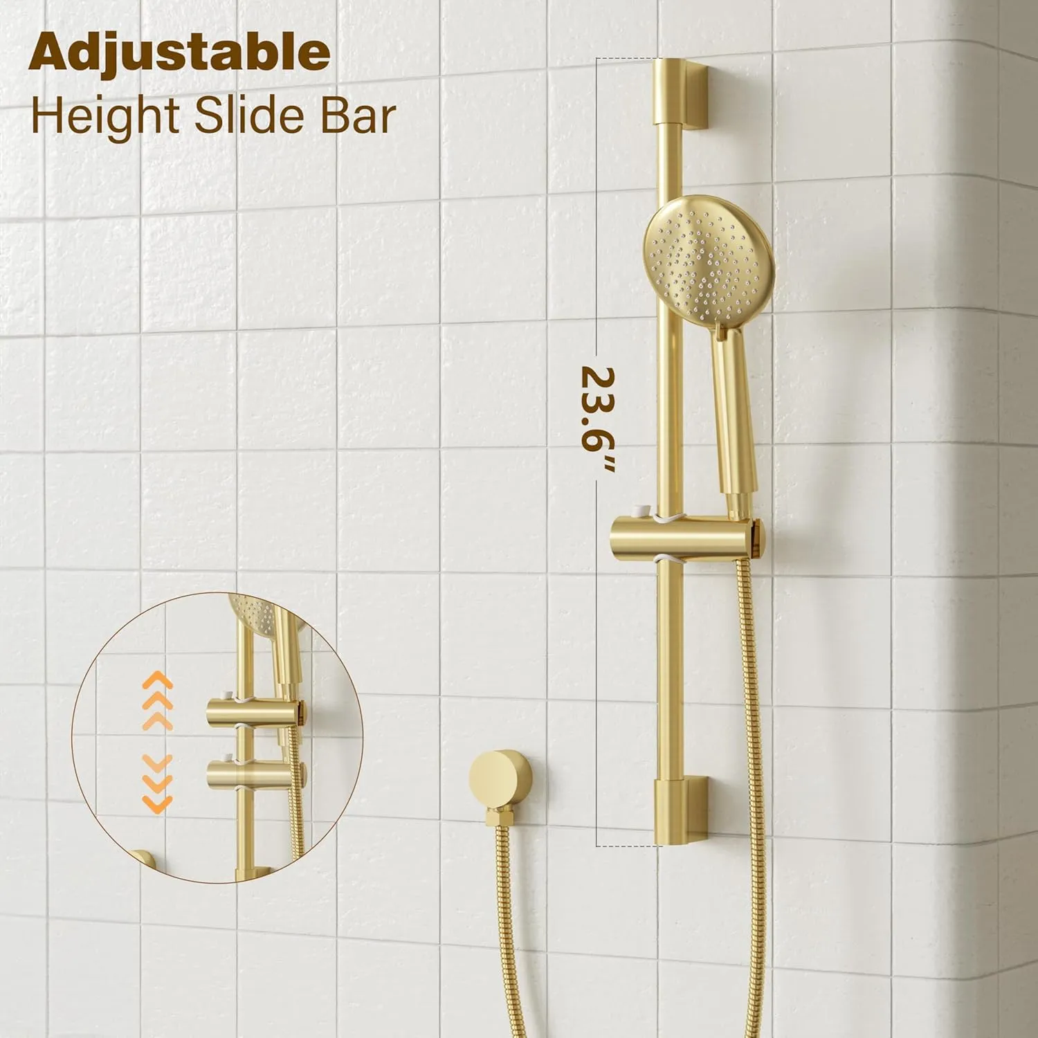 Gabrylly Shower System, Gold Shower Faucet Set with 10" Rain Head and 5-Setting Handheld Spray,2 Way Pressure Balance Valve Kit, Brushed Gold