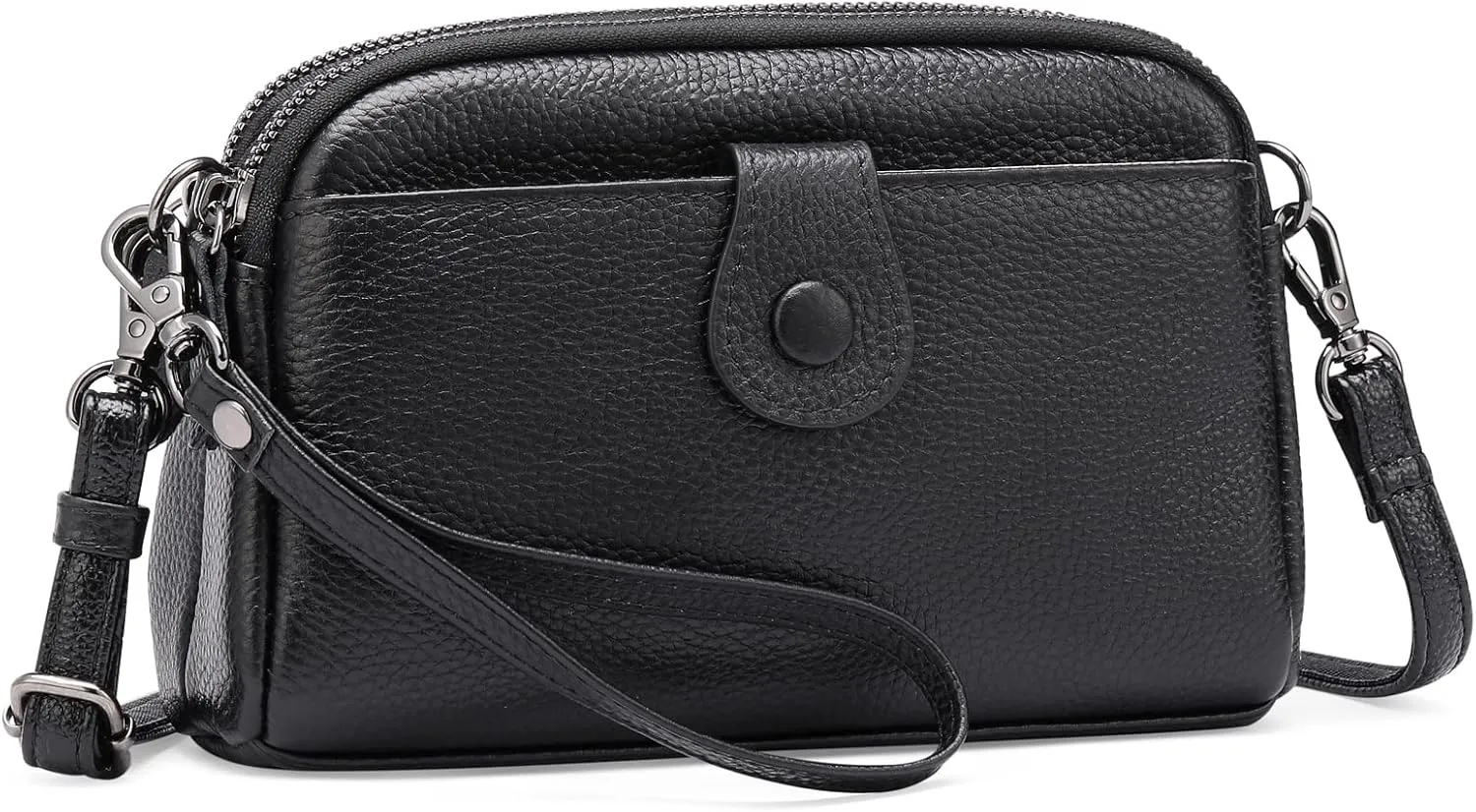 GAEKEAO Crossbody Bags for Women Small Genuine Leather Shoulder Purse Cross Body Bag with Wristlet Top Zipper