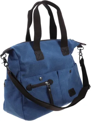 Gatuida Canvas Chic Large Capacity Shoulder Bag Casual Tote for Women for Travel Beach and Everyday Use Blue
