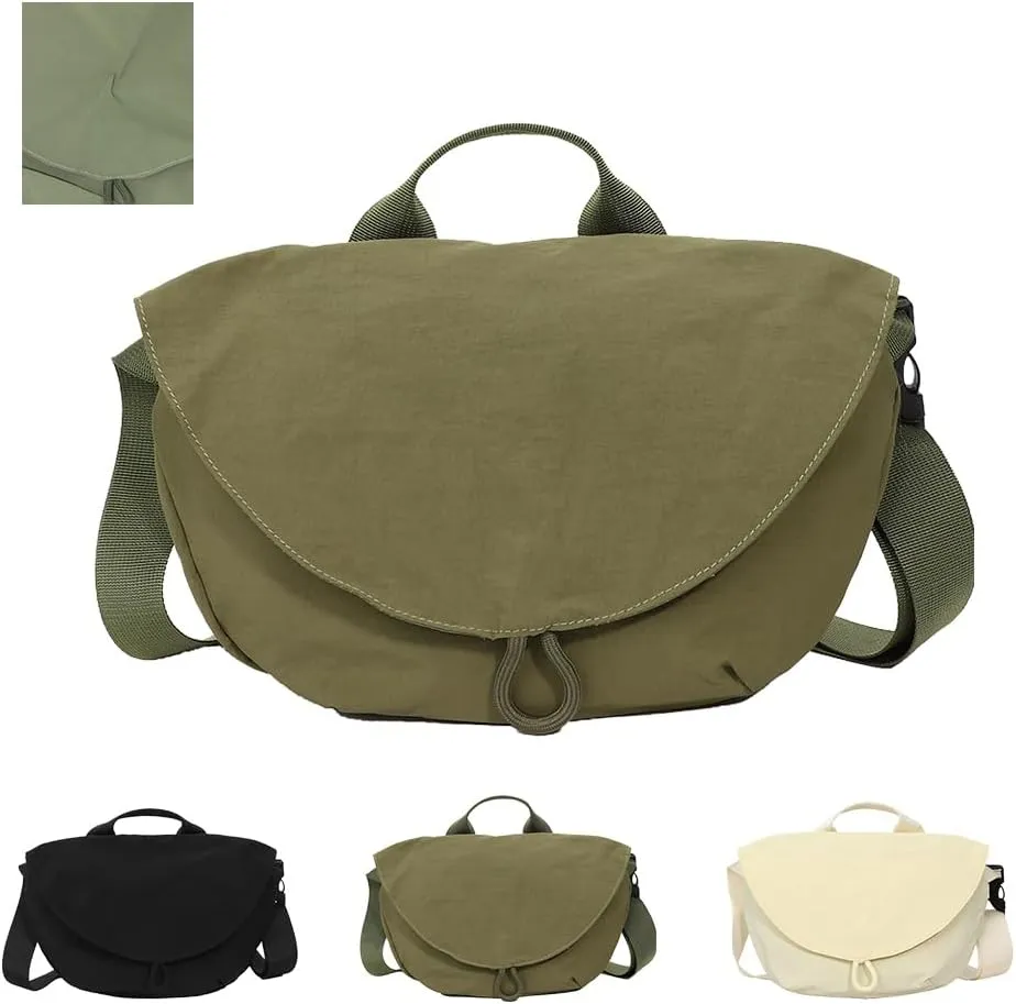 Geerlaqaly small gym Bag, Women, Wrinkled Nylon, Lightweight Waterproof Dumpling shaped Crossbody bag handbag,Sports、Daily