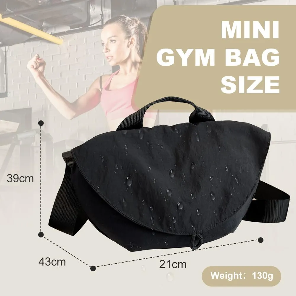 Geerlaqaly small gym Bag, Women, Wrinkled Nylon, Lightweight Waterproof Dumpling shaped Crossbody bag handbag,Sports、Daily
