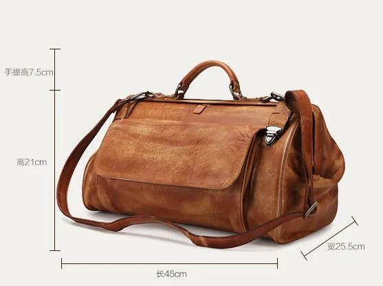 Genuine Leather Travel Bag Men Vintage Travel Duffel bag big Cow Leather Carry On Luggage Weekend large shoulder Bag