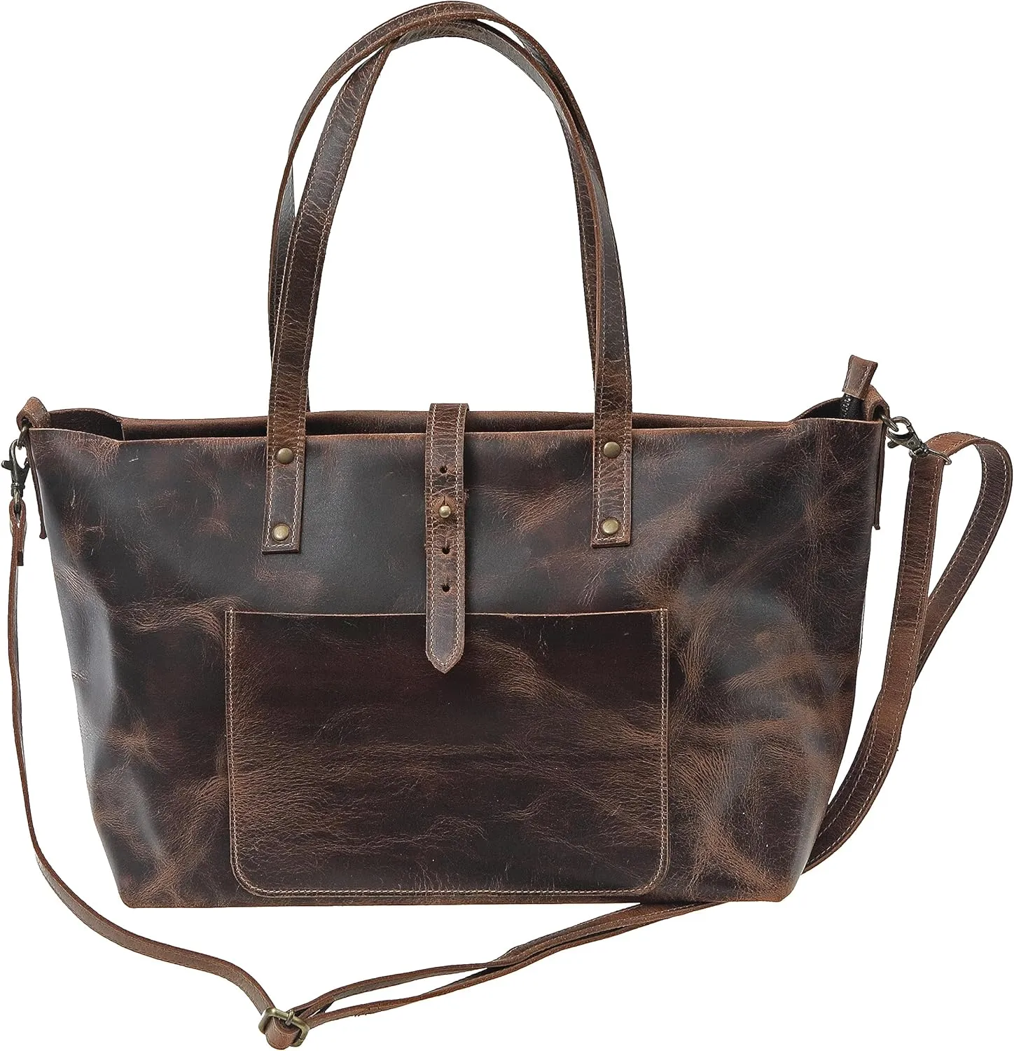 Genuine Leather Womens Vintage Tote Bag Large Shoulder Purse Crazy Horse Leather Handbag Adjustable Handles