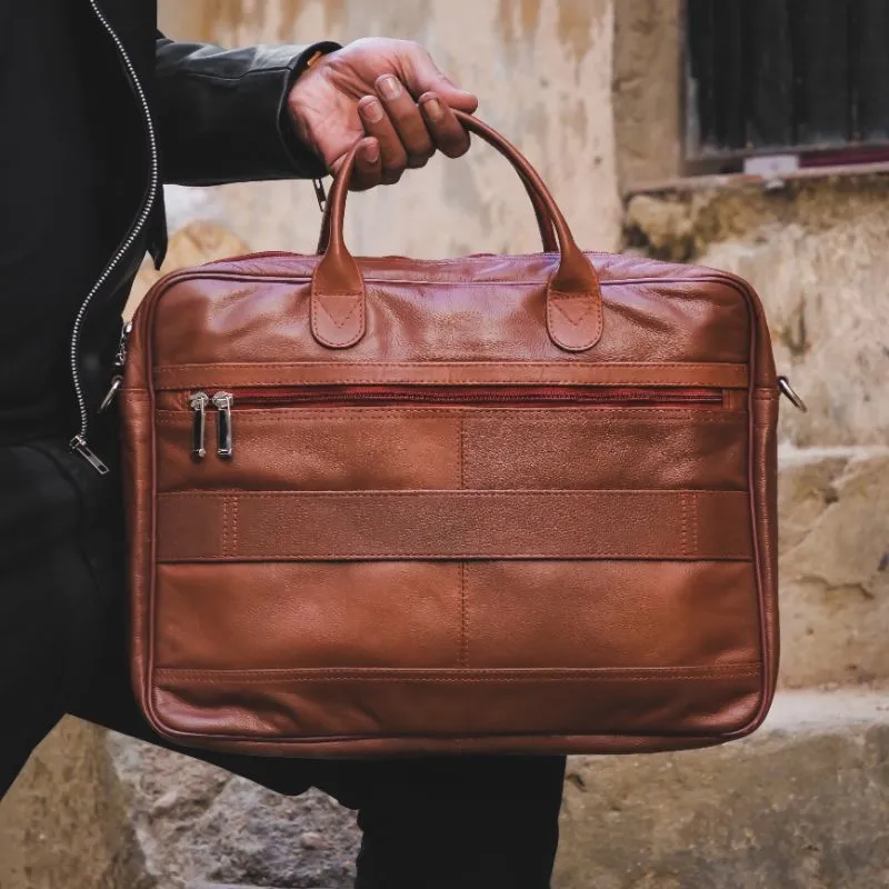Genuine Suede Leather Laptop Bag with Slim and Smart Design