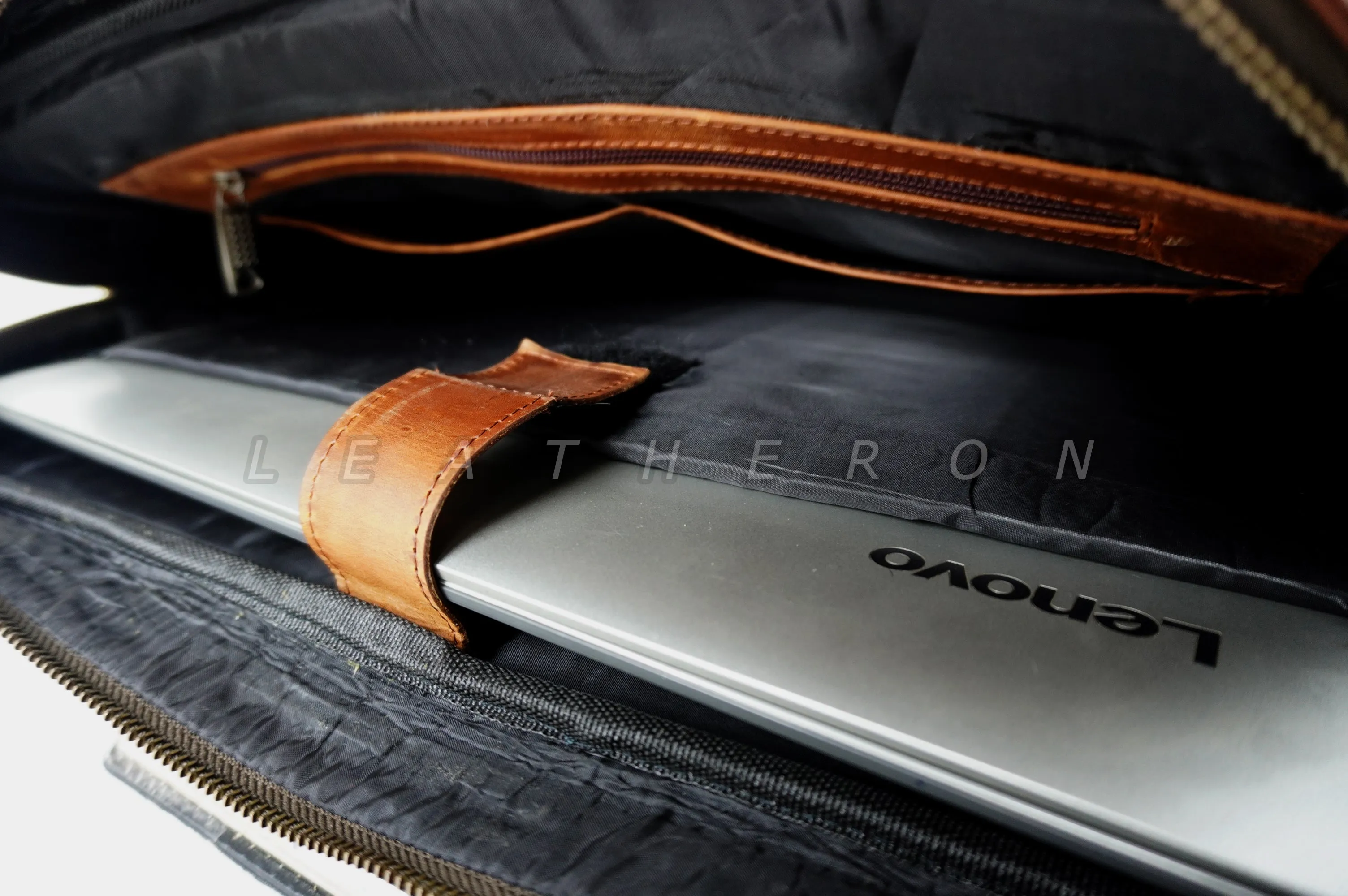 Genuine Suede Leather Laptop Bag with Slim and Smart Design