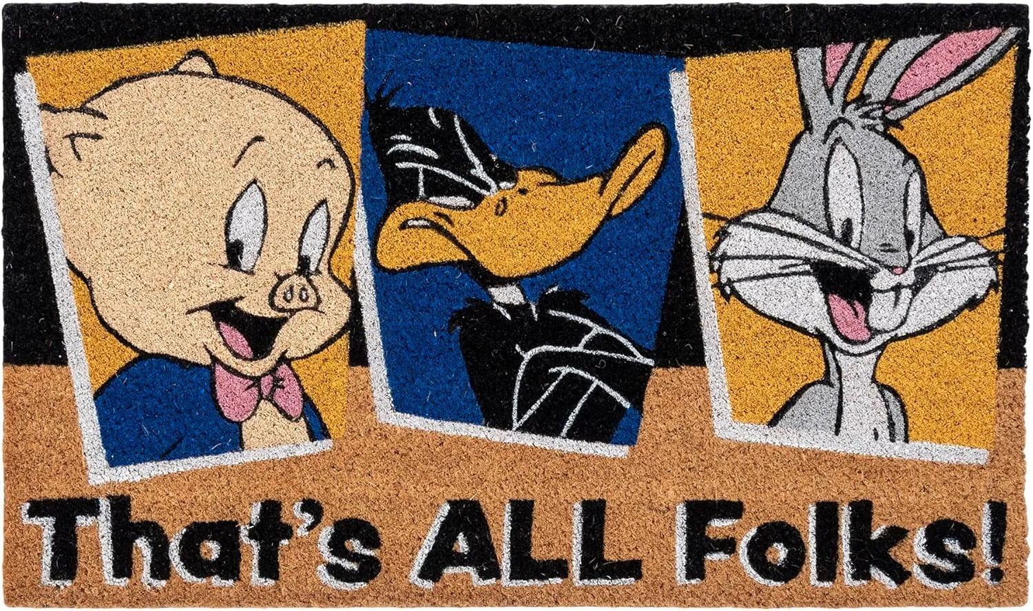 Gertmenian Looney Tunes Coir Doormat - 2x3 Welcome Mat (2-Pack), Ideal for High Traffic Areas in Front Door, Garage, Entryway - Warner Bros. Doc/Folks, 80029