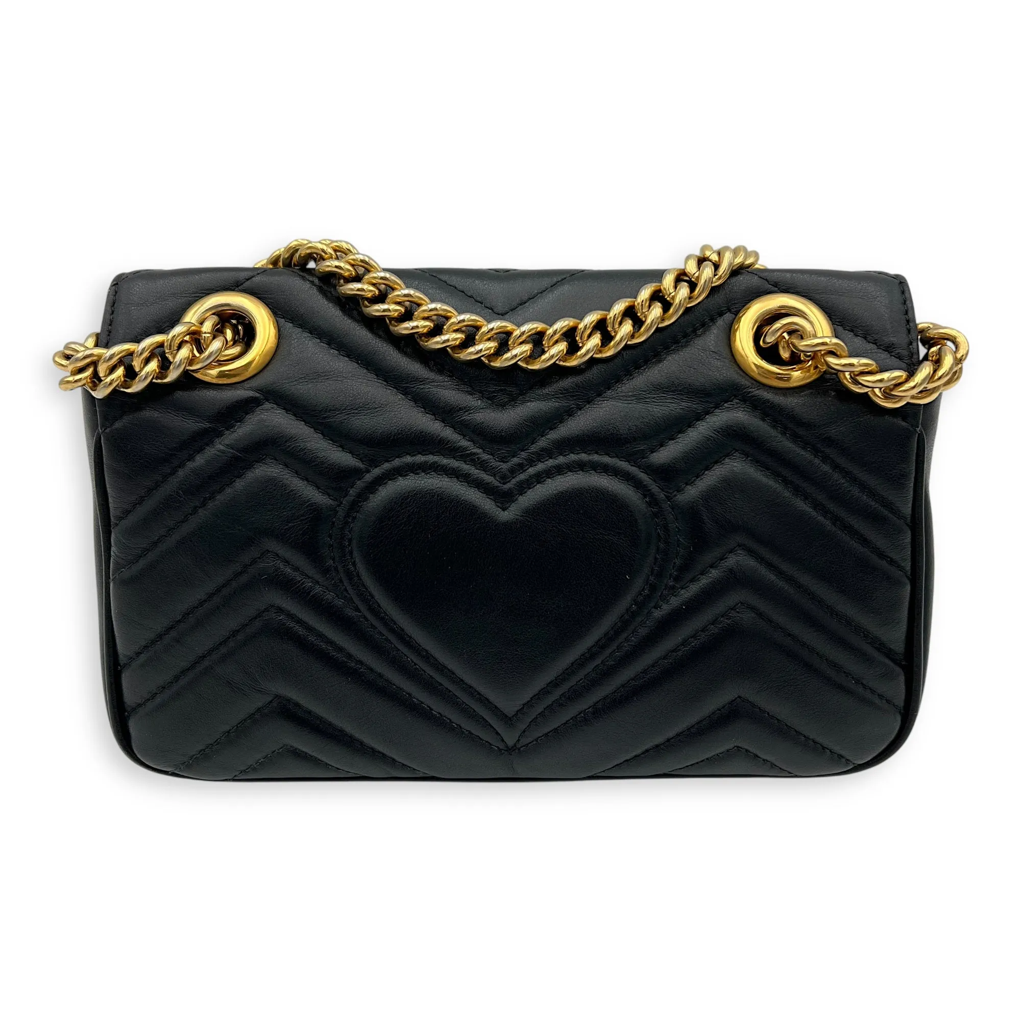 GG Marmont Mini Black Crossbody Bag in Calfskin, Gold hardware