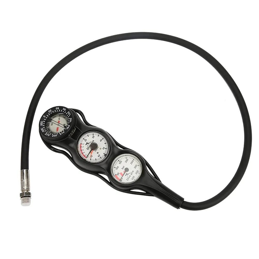 GG997 TPR Professional Luminous Depth Meter Compass Scuba Pressure Accessory Suitable Diving Night Use