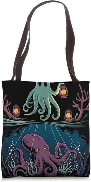 Ghostly Octopus Kraken Pirate in Moonlit Reef Tote Bag