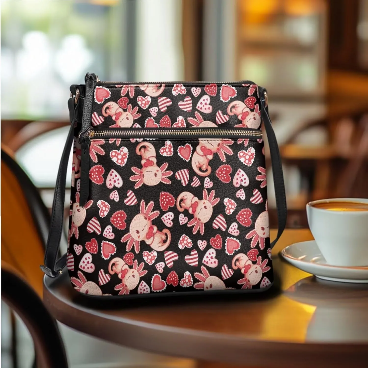GIFTPUZZ Crossbody and Wallet Set for Women Purse Shoulder Bag Leather Handbags 2 Pack Valentine's Day Gifts for Her
