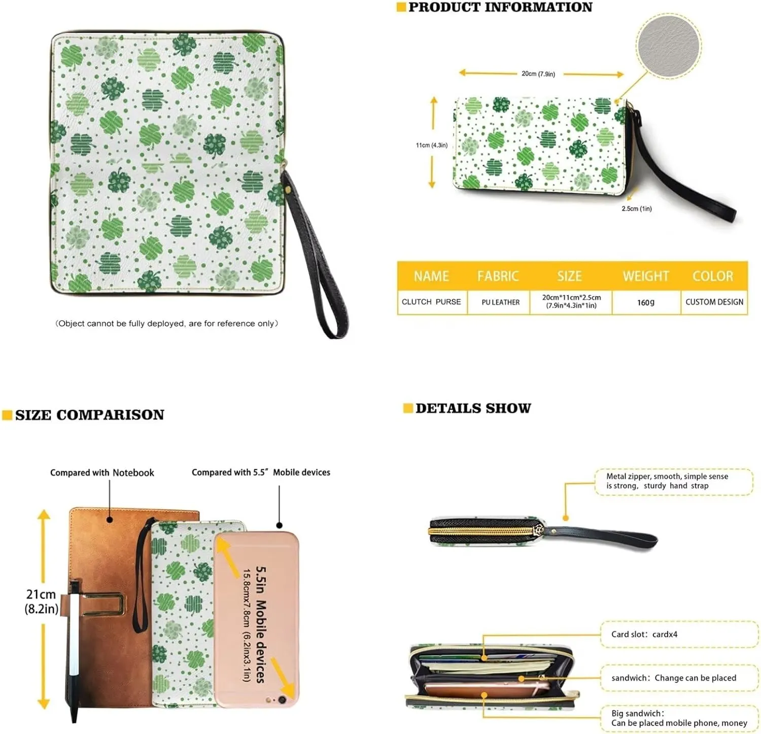 GIFTPUZZ Satchel Shoulder Bag for Women Zip Around Crossbody Purse Set for Ladies 2PCS St. Patrick's Day Gifts