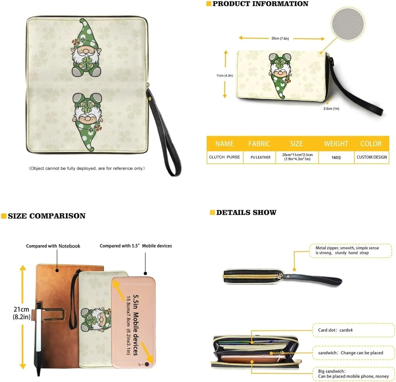 GIFTPUZZ Satchel Shoulder Bag for Women Zip Around Crossbody Purse Set for Ladies 2PCS St. Patrick's Day Gifts