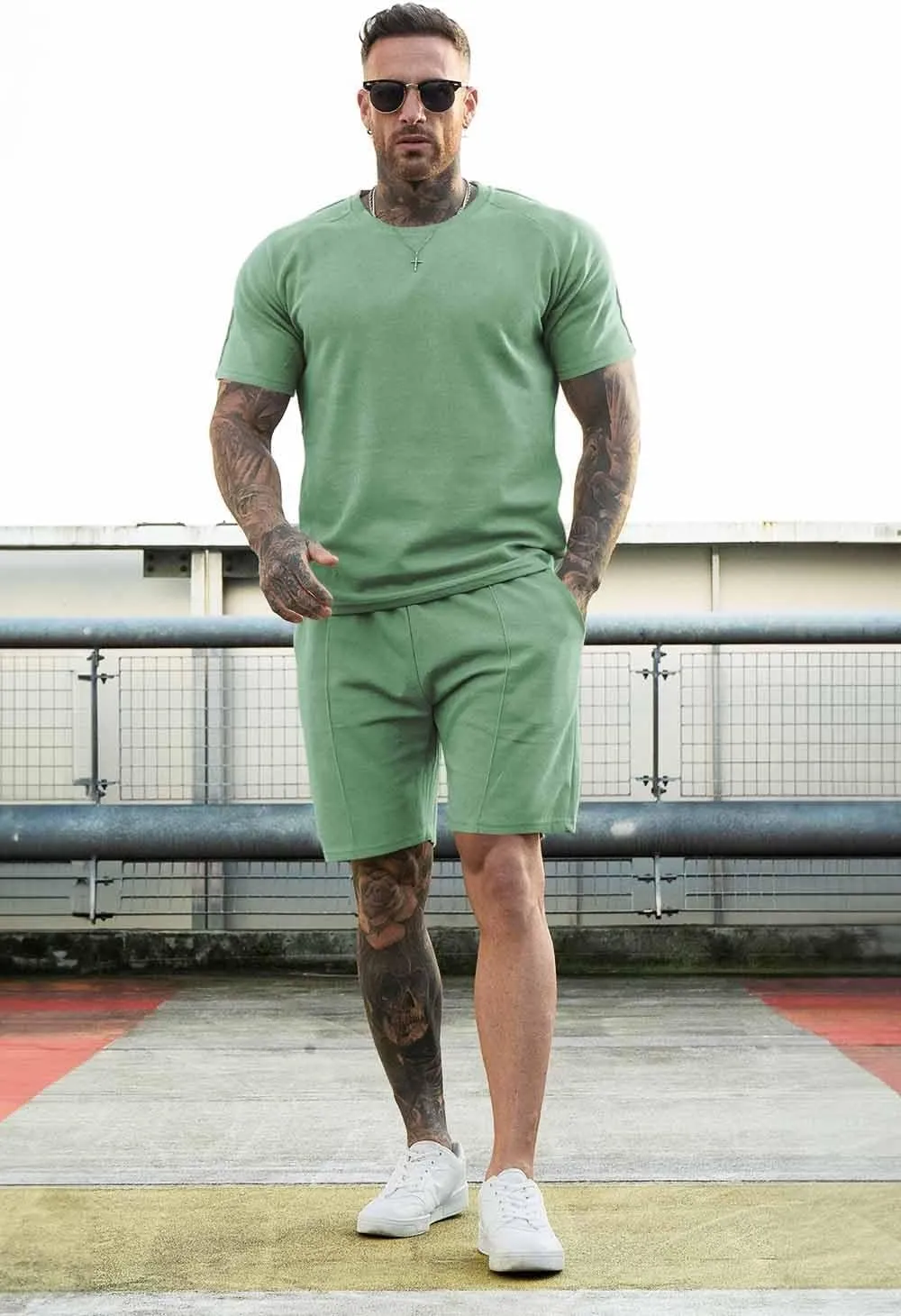GINGTTO Mens Short Sets 2 Piece Outfits Fashion Summer Tracksuits Casual Set