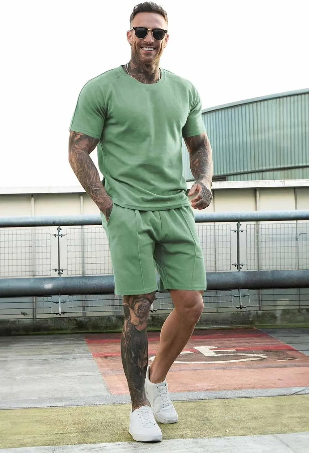 GINGTTO Mens Short Sets 2 Piece Outfits Fashion Summer Tracksuits Casual Set